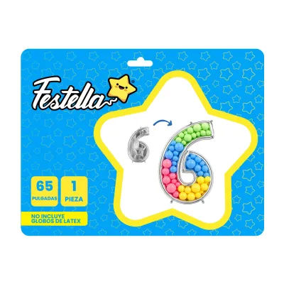 GLOBO PARA RELLENAR #6 PLATEADO 65" (PQTX12)