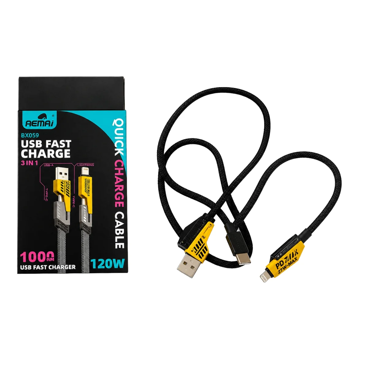 CABLE USB 3 EN 1 CARGA RAPIDA (CJX250)