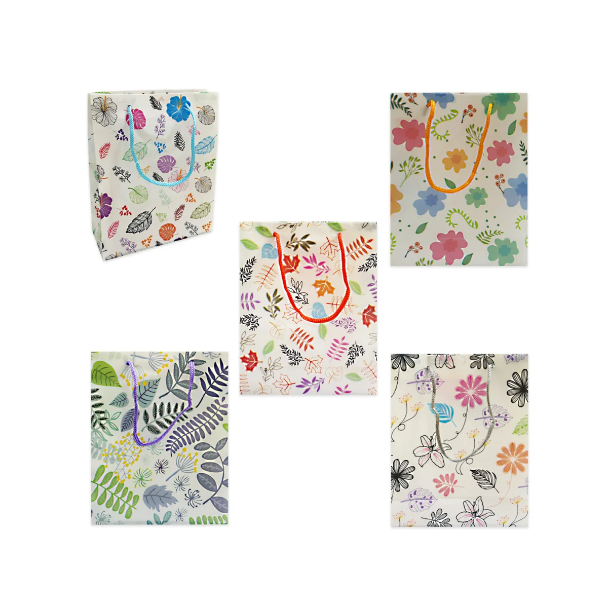 BOLSA REGALO PLASTICA HOJAS 18*22*7.5CM (PQTX12)