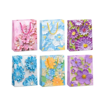 BOLSA REGALO PLASTICA FLORES 18*22*7.5CM (PQTX12)