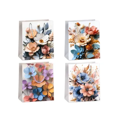 BOLSA REGALO PLASTICA FLORES 18*22*7.5CM (PQTX12)