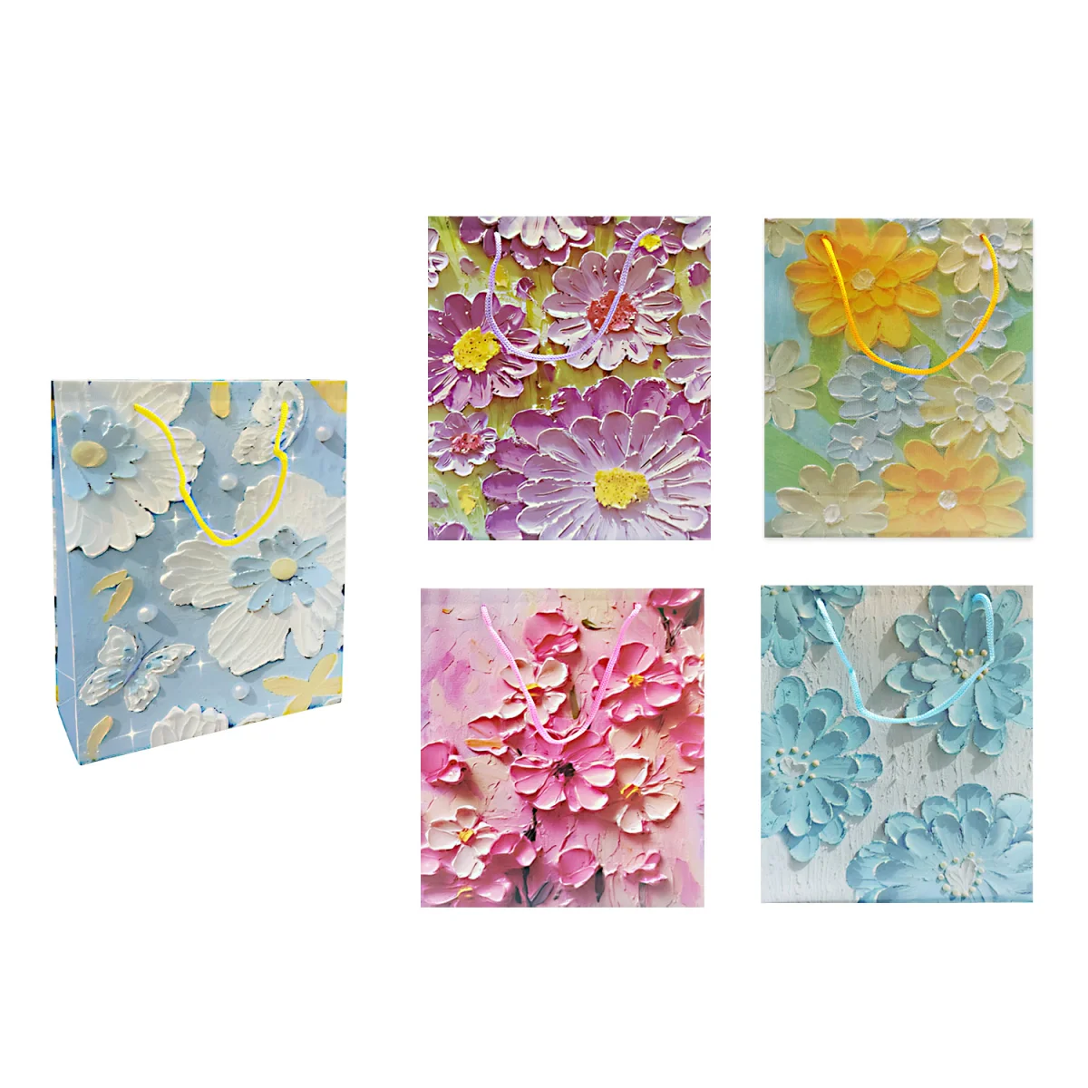 BOLSA REGALO PLASTICA FLORES 23*27*8CM (PQTX12)