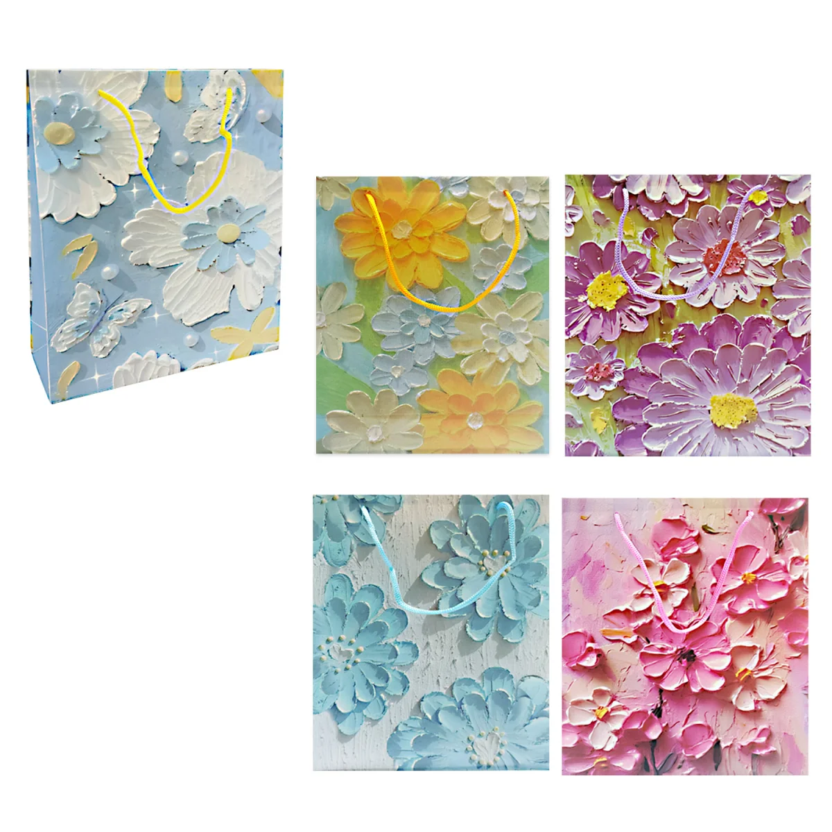 BOLSA REGALO PLASTICA FLORES 26.5*34*8CM (PQTX12)