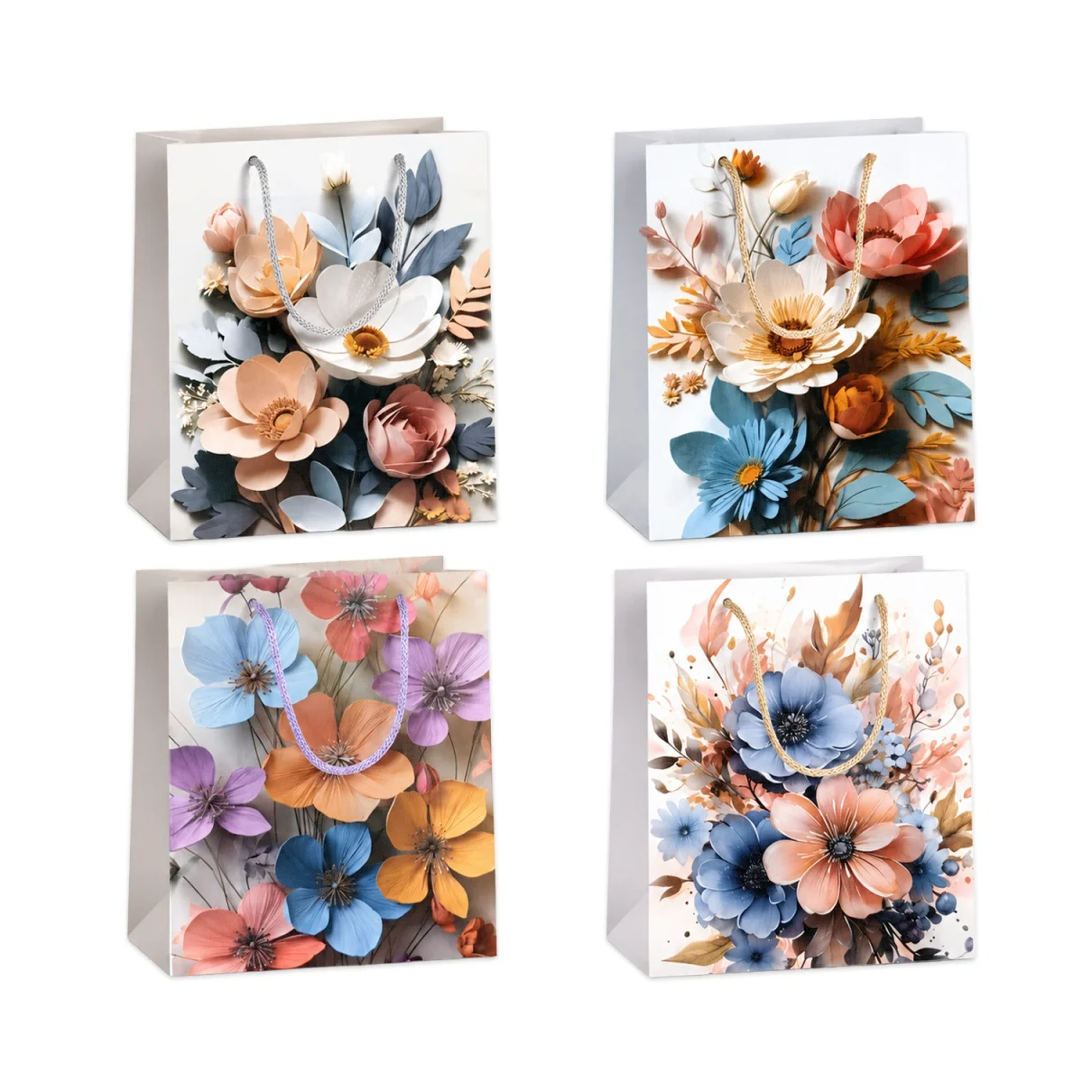 BOLSA REGALO PLASTICA FLORES 23*27*8CM (PQTX12)