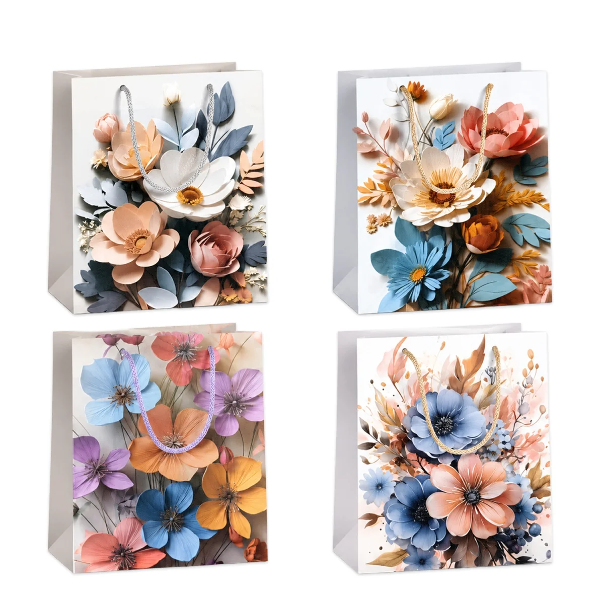 BOLSA REGALO PLASTICA FLORES 26.5*34*8CM (PQTX12)