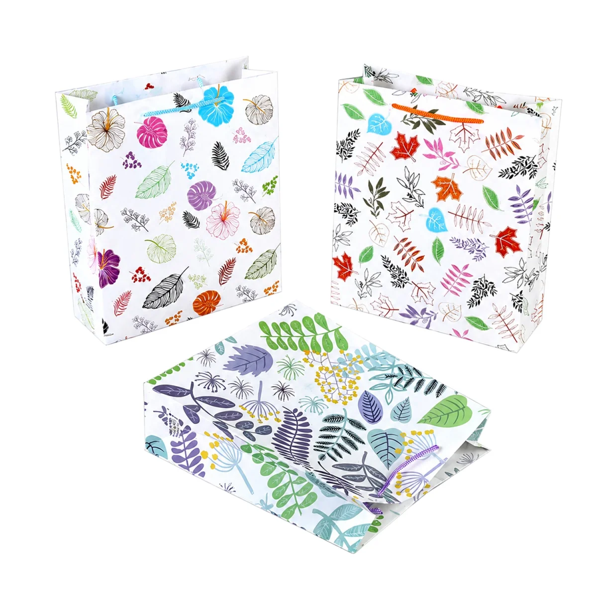 BOLSA REGALO PLASTICA HOJAS 23*27*8CM (PQTX12)