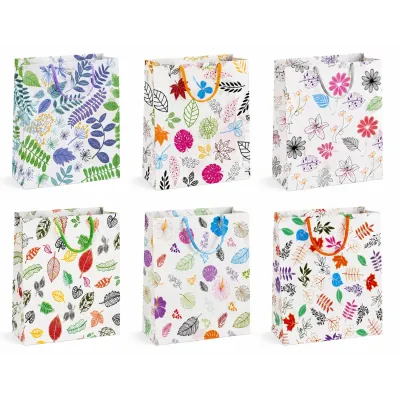 BOLSA REGALO PLASTICA HOJAS 26.5*34*8CM (PQTX12)
