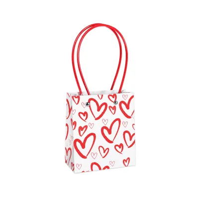BOLSA REGALO CORAZONES TIPO BOLSO 15*5.5*13CM (PQTX10)