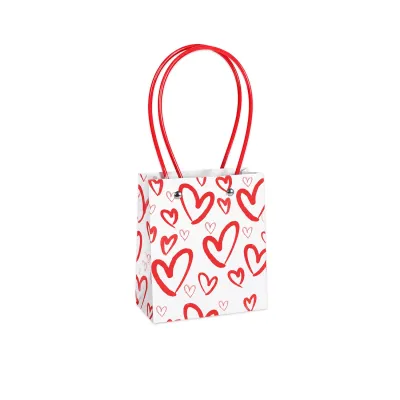 BOLSA REGALO CORAZONES TIPO BOLSO 12.5*12*8CM (PQTX10)