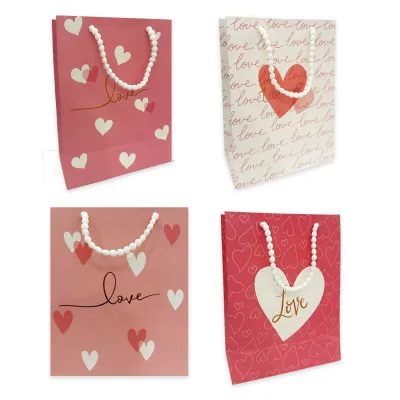 BOLSA REGALO CORAZONES LOVE 32*26*12CM (PQTX12)