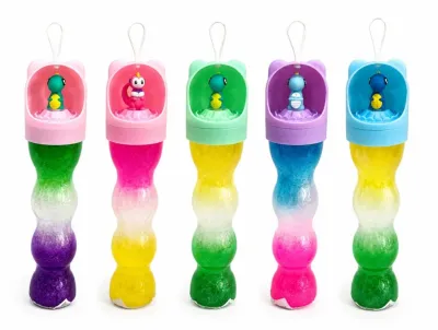 SLIME TUBO ESCARCHADO CON DINOSAURIO