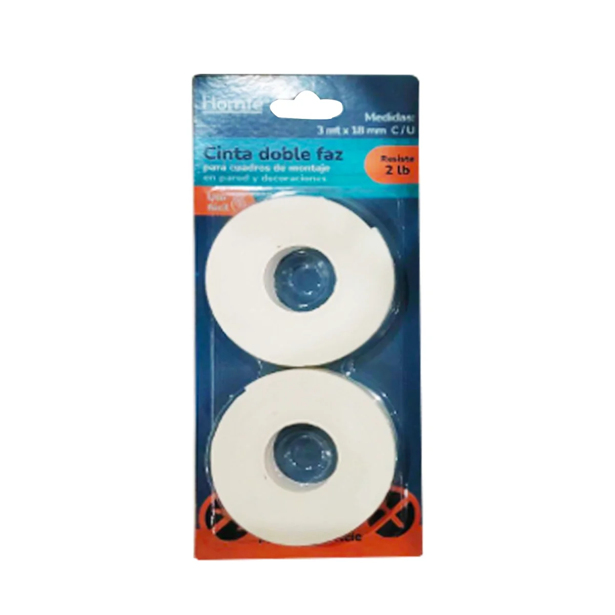 CINTA DOBLE FAZ BLANCA 18MM*3M X2