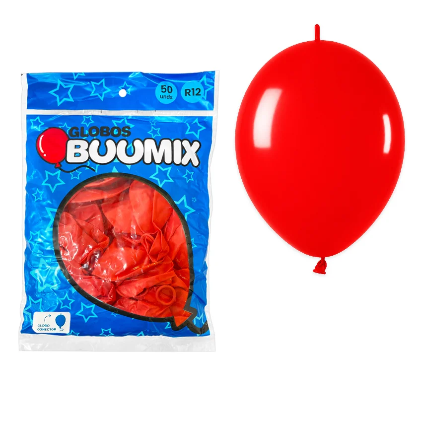 GLOBO DE LATEX CONECTOR LISO ROJO R12X50
