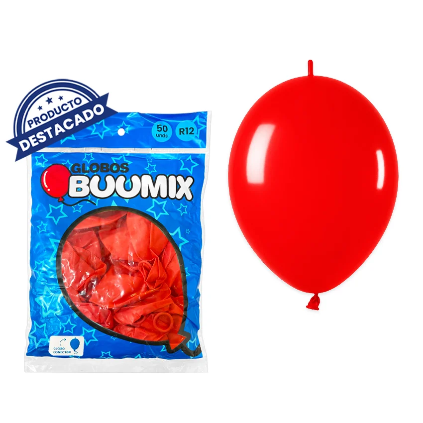 GLOBO DE LATEX CONECTOR LISO ROJO R12X50