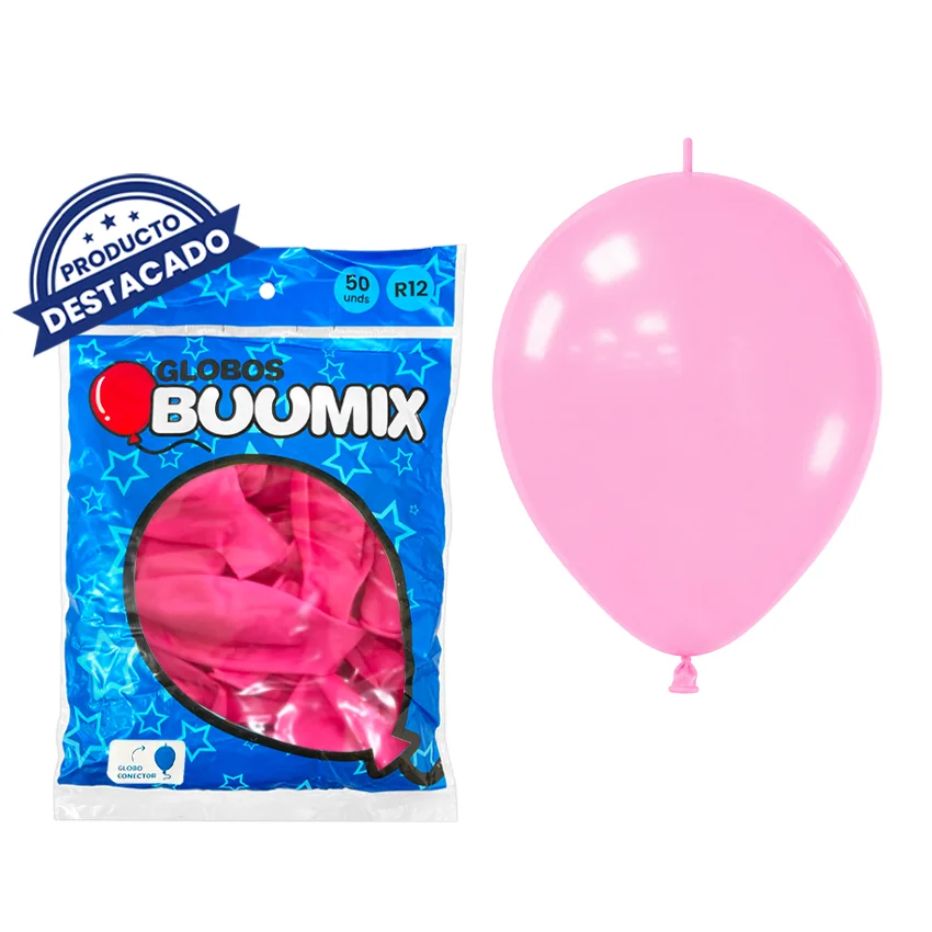 GLOBO DE LATEX CONECTOR LISO ROSADO R12X50