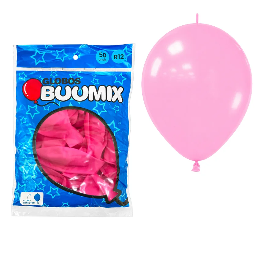 GLOBO DE LATEX CONECTOR LISO ROSADO R12X50