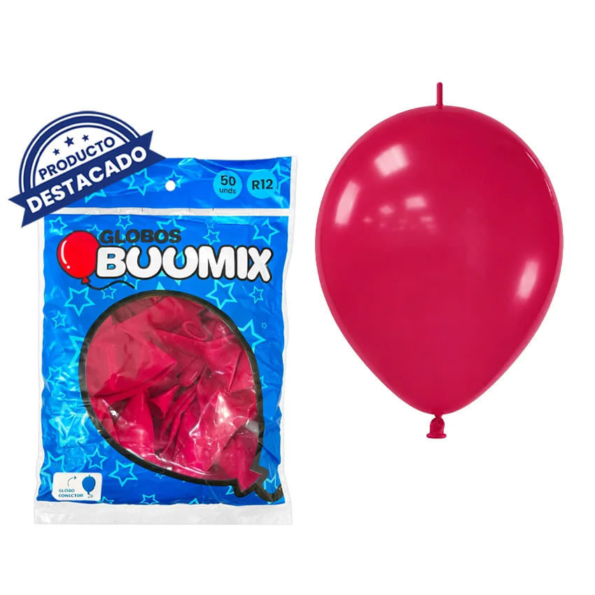 GLOBO DE LATEX CONECTOR LISO FUCSIA R12X50