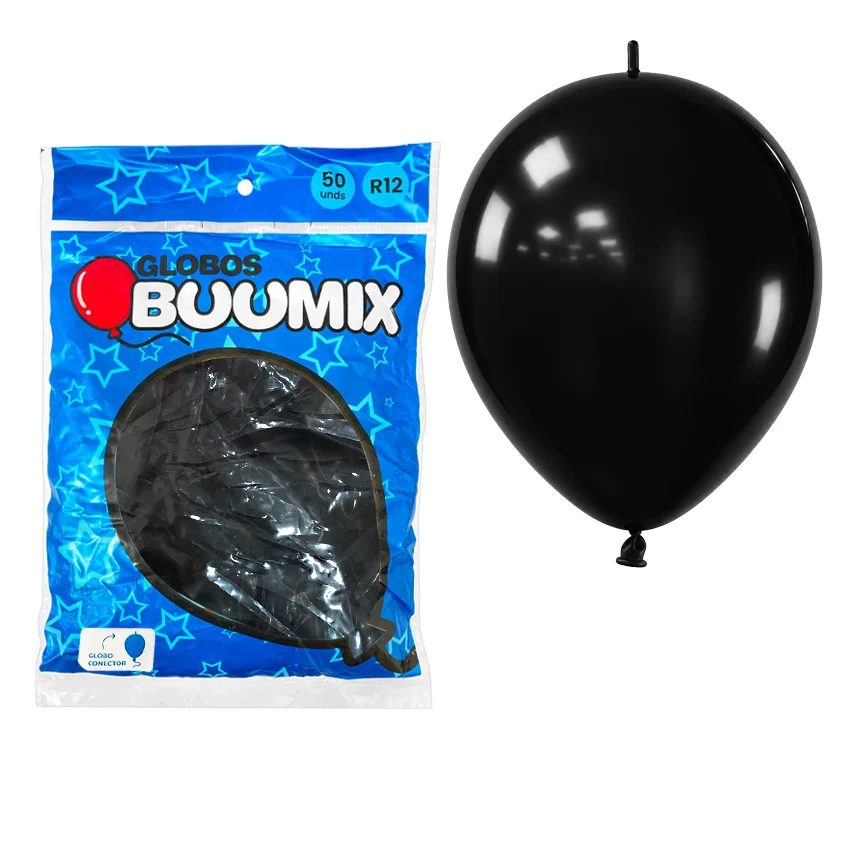 GLOBO DE LATEX CONECTOR LISO NEGRO R12X50