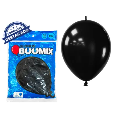 GLOBO DE LATEX CONECTOR LISO NEGRO R12X50