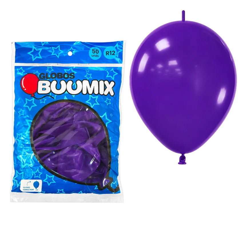 GLOBO DE LATEX CONECTOR LISO MORADO R12X50