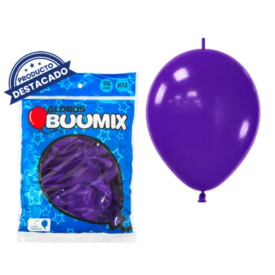GLOBO DE LATEX CONECTOR LISO MORADO R12X50