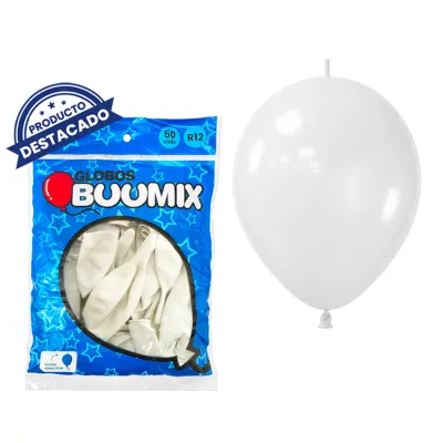 GLOBO DE LATEX CONECTOR LISO BLANCO R12X50