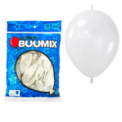 GLOBO DE LATEX CONECTOR LISO BLANCO R12X50
