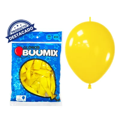 GLOBO DE LATEX CONECTOR LISO AMARILLO R12X50