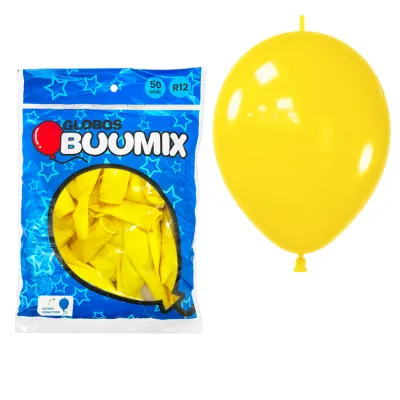 GLOBO DE LATEX CONECTOR LISO AMARILLO R12X50