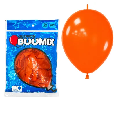GLOBO DE LATEX CONECTOR LISO NARANJA R12X50