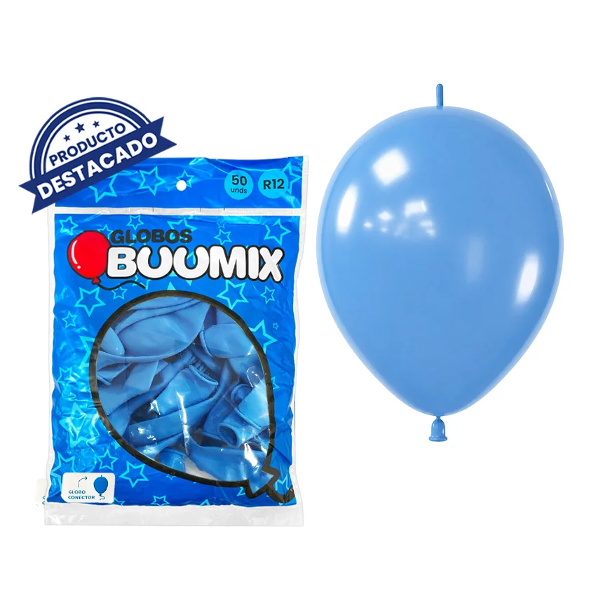 GLOBO DE LATEX CONECTOR LISO AZUL CLARO R12X50