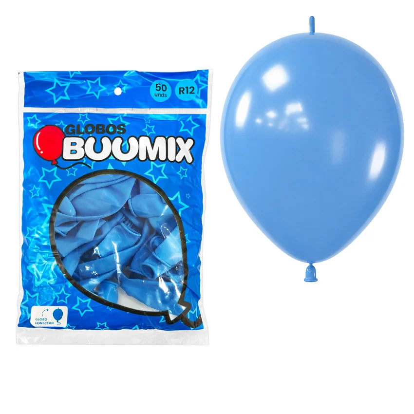 GLOBO DE LATEX CONECTOR LISO AZUL CLARO R12X50