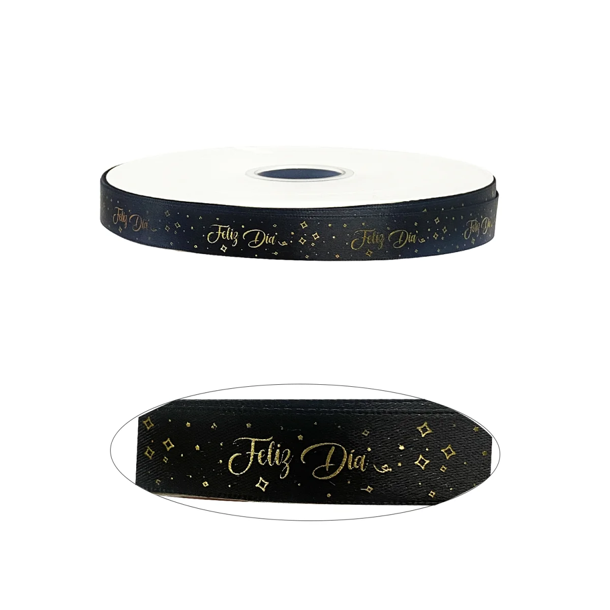 CINTA DECORATIVA NEGRA FELIZ DIA 1.5CM*100Y (PQTX6)