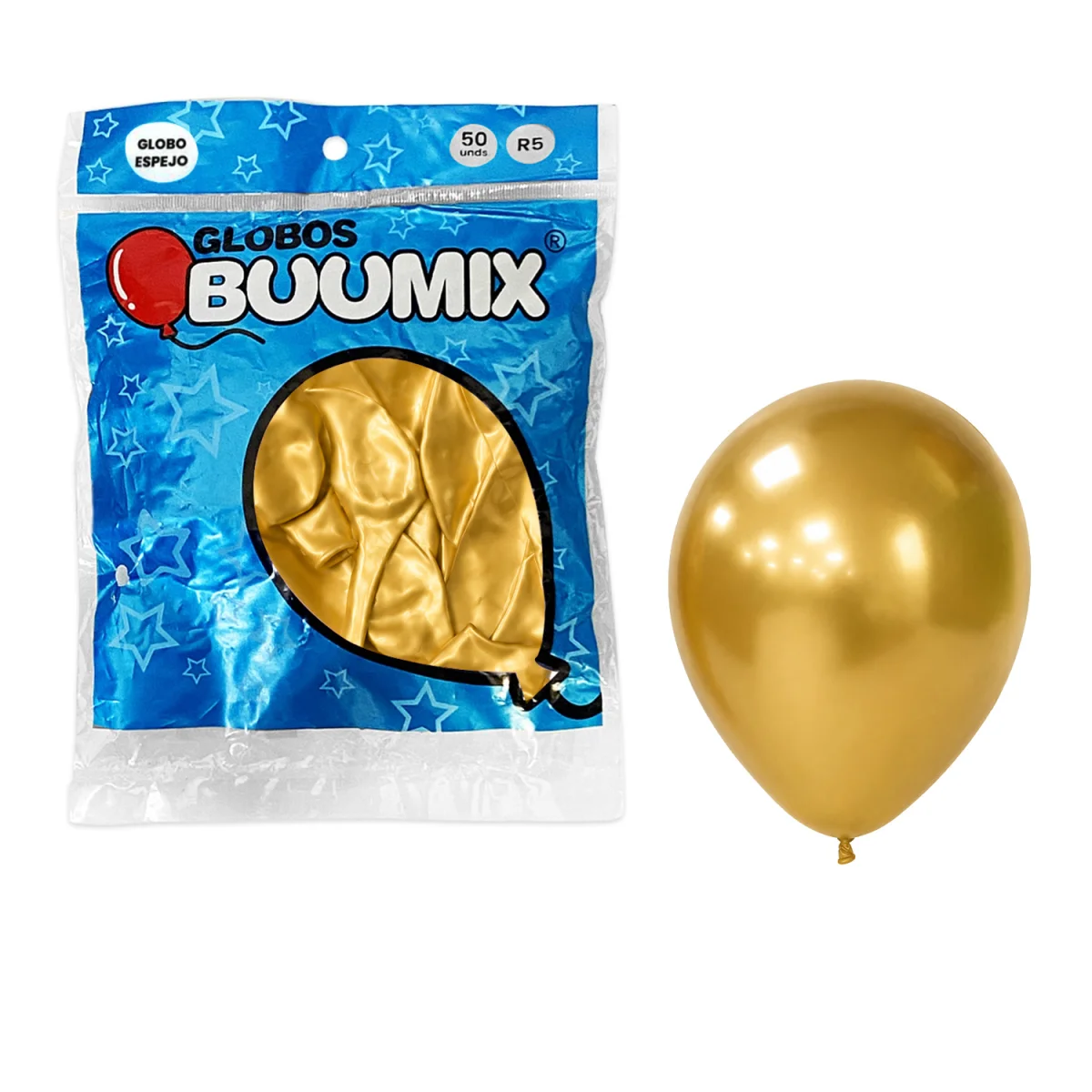 GLOBO DE LATEX ESPEJO DORADO R5X50