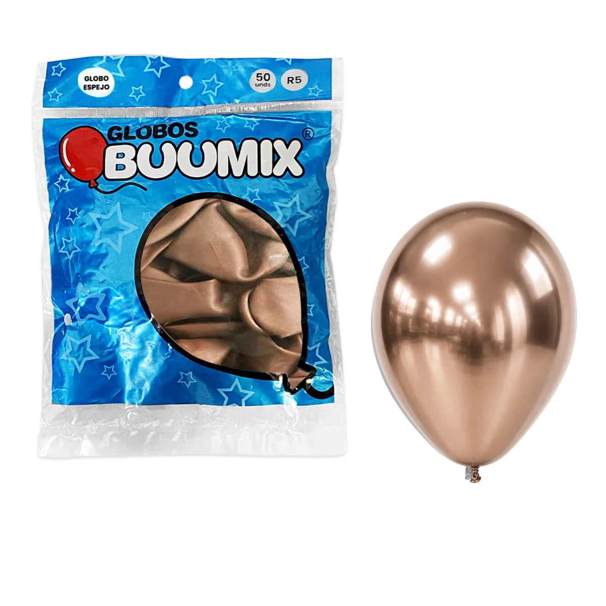 GLOBO DE LATEX ESPEJO PALO ROSA R5X50
