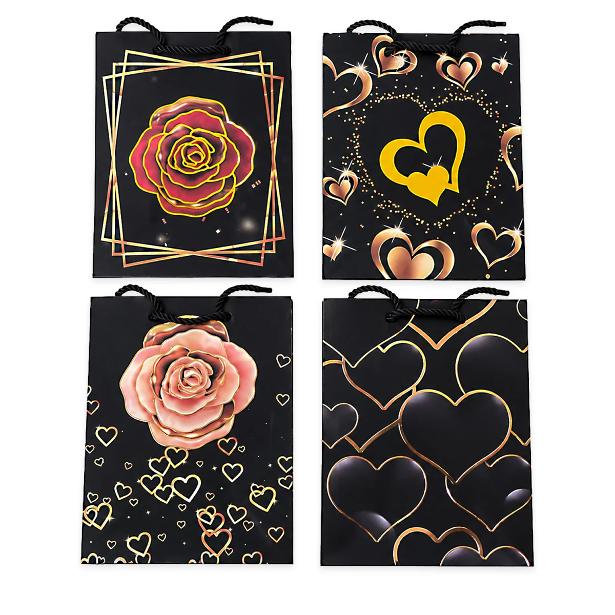 BOLSA REGALO MOTIVOS NEGRA 32*26*10CM (PQTX12)