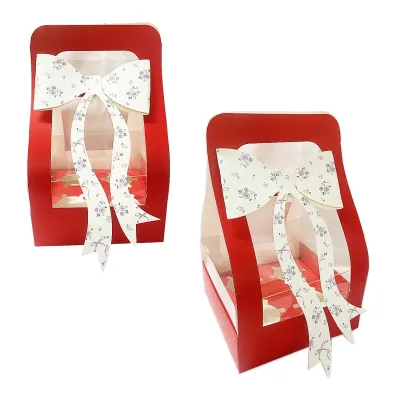 CAJA REGALO DECORATIVA CON ACETATO 18.3*18.3*32CM (PQTX12)