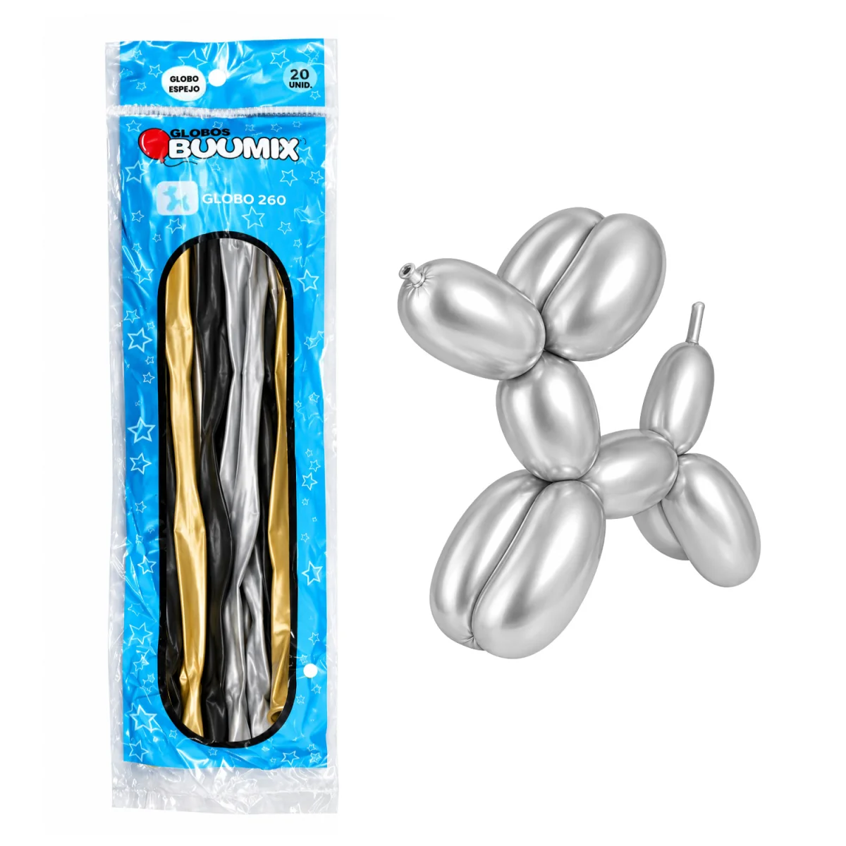 GLOBO DE LATEX MIL FIGURAS ESPEJO D/N/P X20
