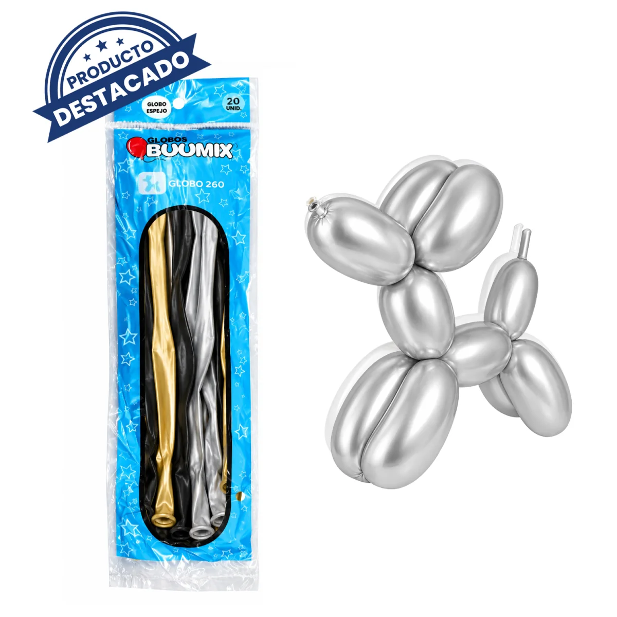 GLOBO DE LATEX MIL FIGURAS ESPEJO D/N/P X20