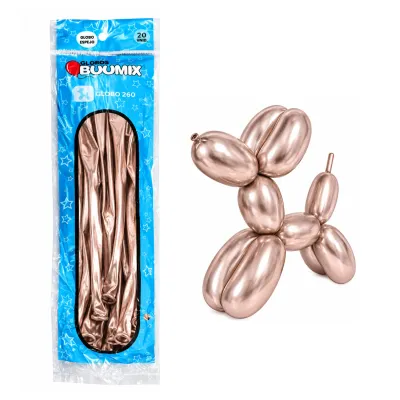 GLOBO DE LATEX MIL FIGURAS ESPEJO PALO ROSA X20