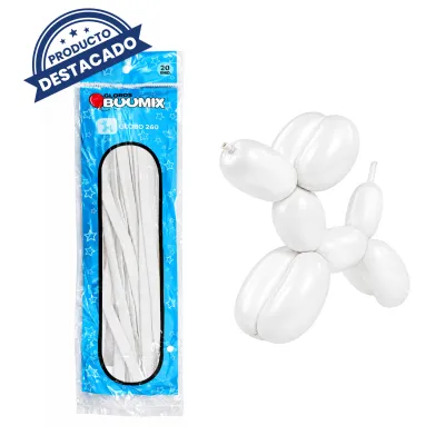 GLOBO DE LATEX MIL FIGURAS LISO BLANCO X20