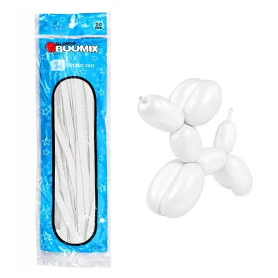 GLOBO DE LATEX MIL FIGURAS LISO BLANCO X20