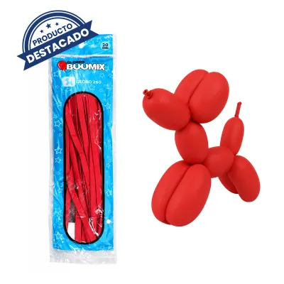 GLOBO DE LATEX MIL FIGURAS LISO ROJO X20