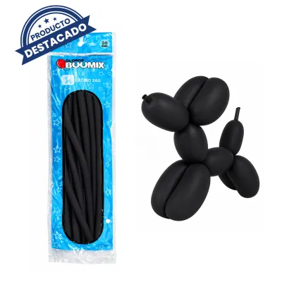 GLOBO DE LATEX MIL FIGURAS LISO NEGRO X20