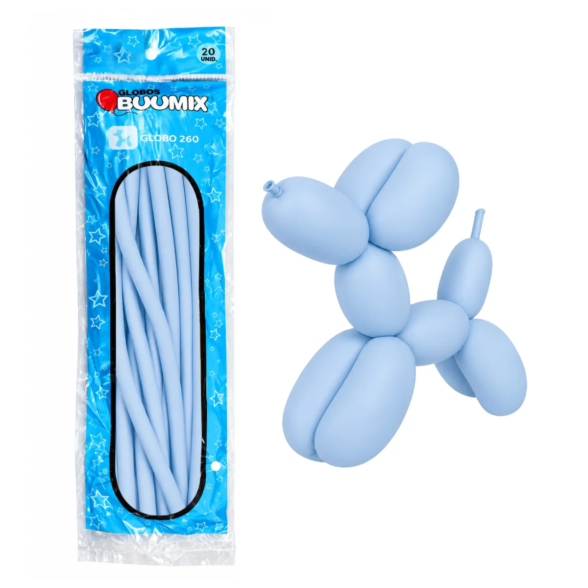 GLOBO DE LATEX MIL FIGURAS LISO AZUL PASTEL X20