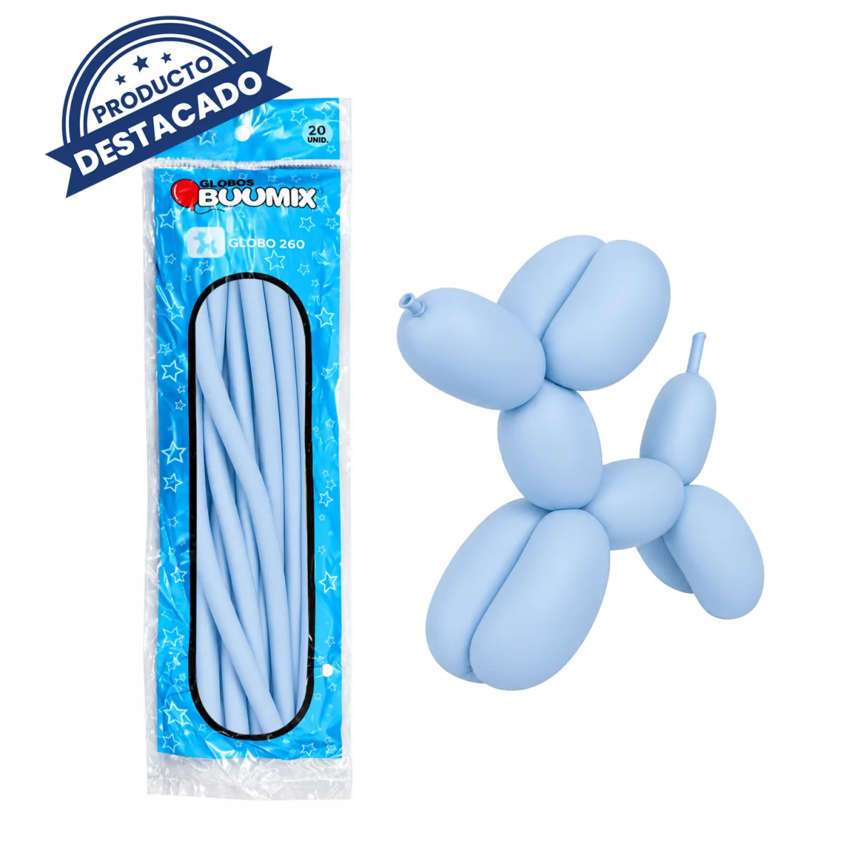 GLOBO DE LATEX MIL FIGURAS LISO AZUL PASTEL X20