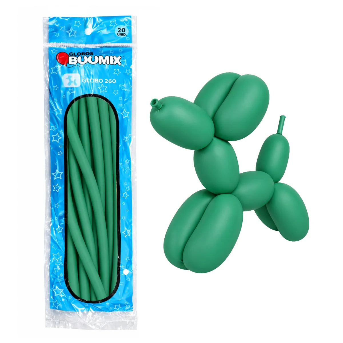 GLOBO DE LATEX MIL FIGURAS LISO VERDE X20