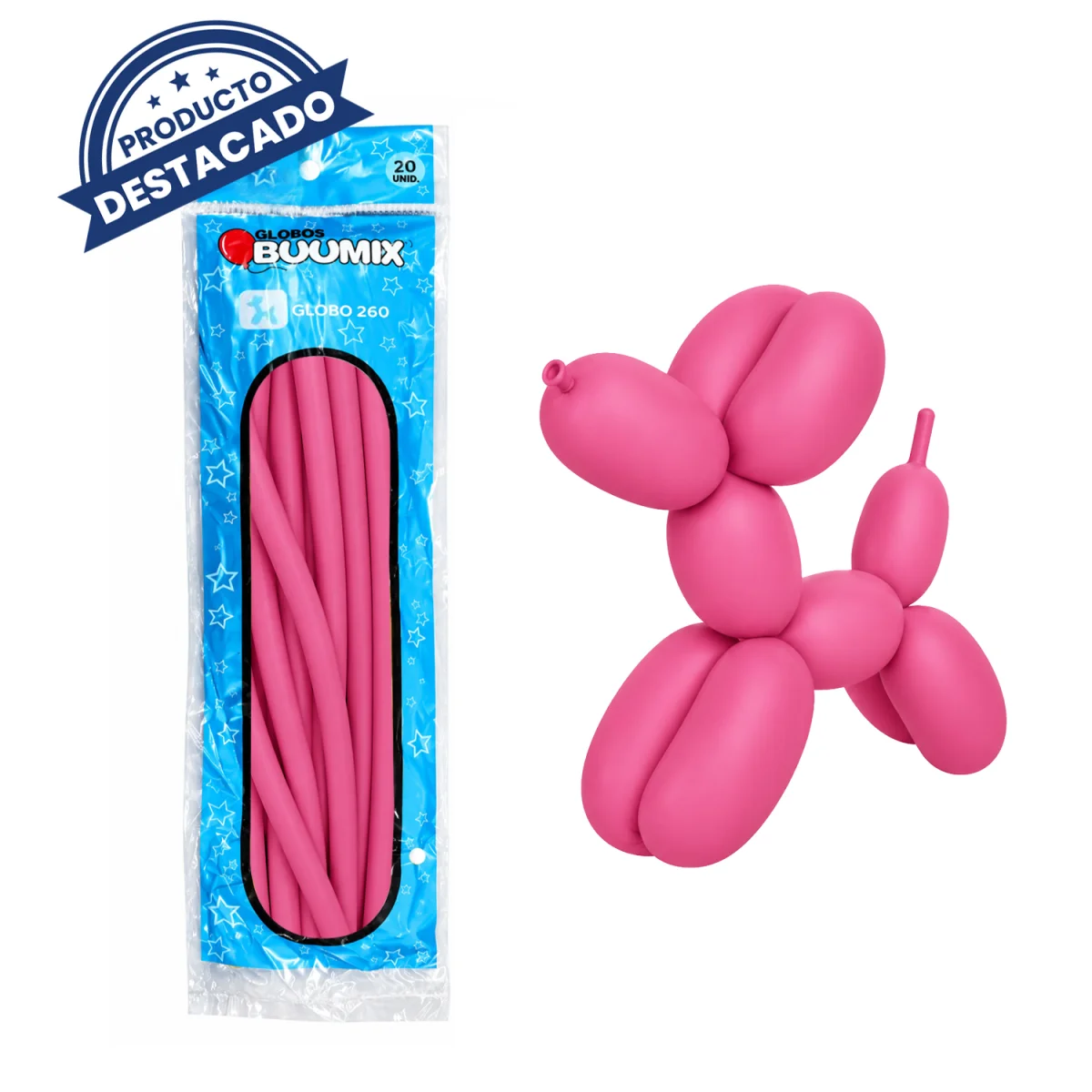GLOBO DE LATEX MIL FIGURAS LISO FUCSIA X20
