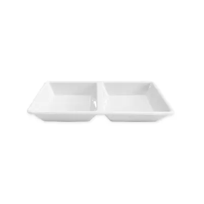 PLATO CUADRADO MELAMINA 2 COMPARTIMENTOS 15CM (PQTX10)