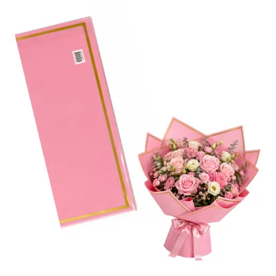 PAPEL COREANO ROSADO BORDE DORADO X20